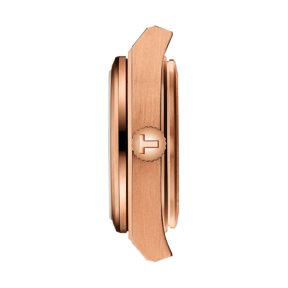 Tissot PRX Quartz 25mm Rose Gold Dial Diamond Dots Gold PVD Stainless Steel Bracelet Watch image number 4