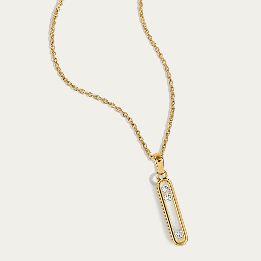 Yellow Gold Plated Sterling Silver 0.15ct Lab Grown Diamond Floating Bar Pendant