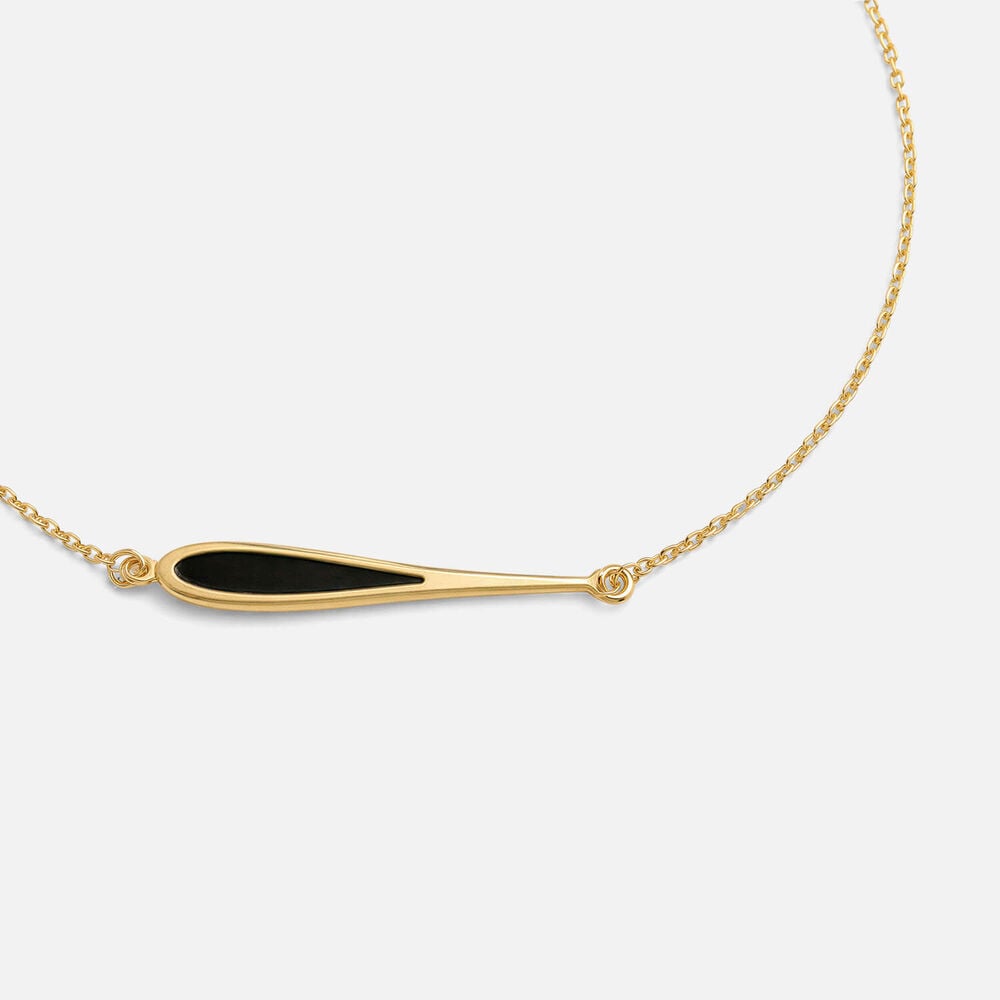 9ct Yellow Gold Black Enamel Teardrop Bracelet