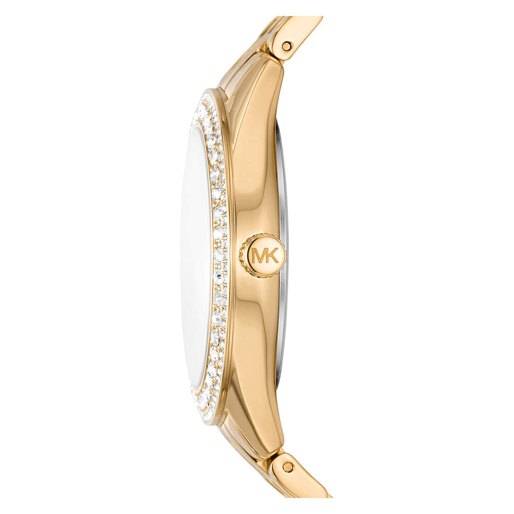 Michael Kors Harlowe 38mm Yellow Gold Crystal Dial & Bezel Bracelet Watch image number 2