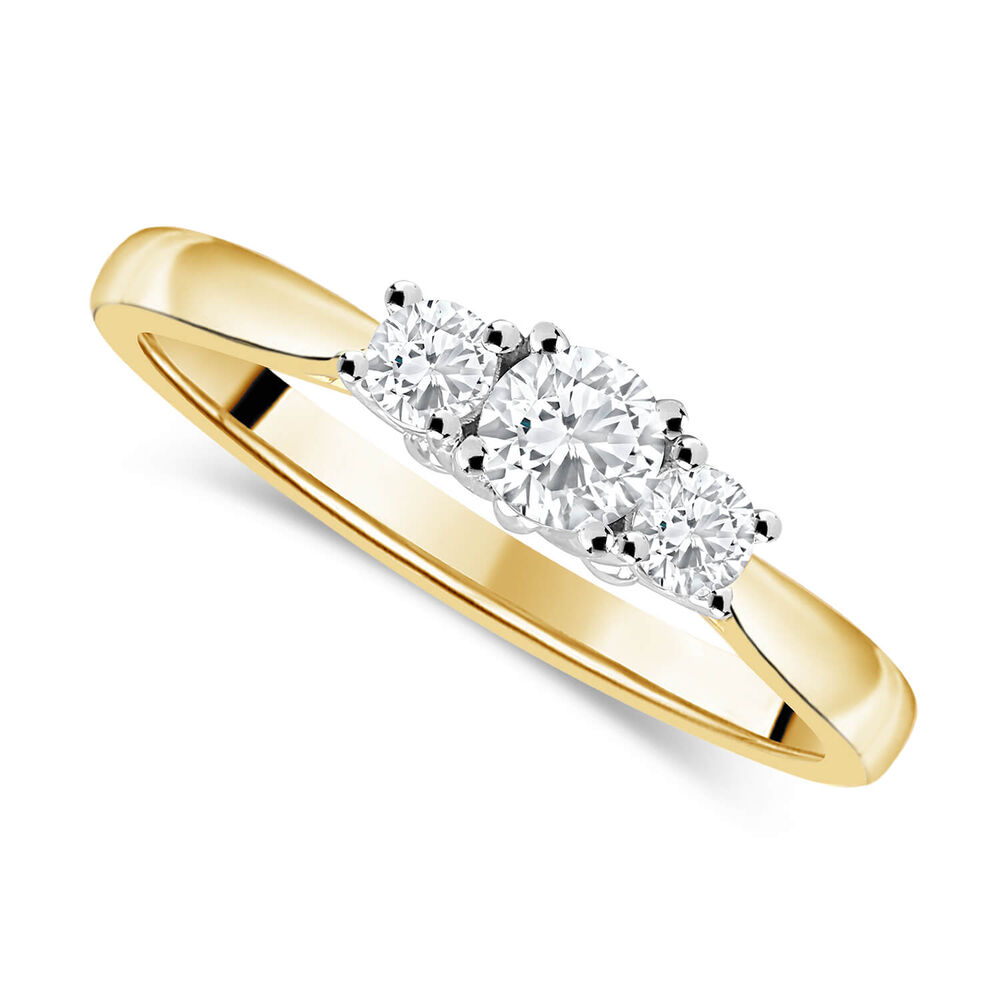 18ct Yellow Gold 0.33ct Diamond Trilogy Tulip Setting Ring