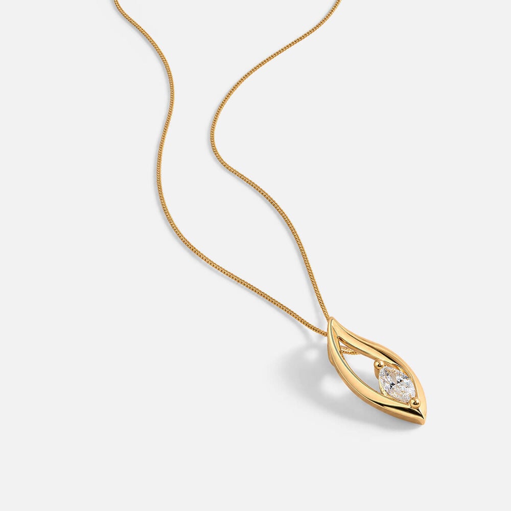 Yellow Gold Plated Vermeil Sterling Silver 0.30ct Lab Grown Marquise Diamond Open Tear Pendant