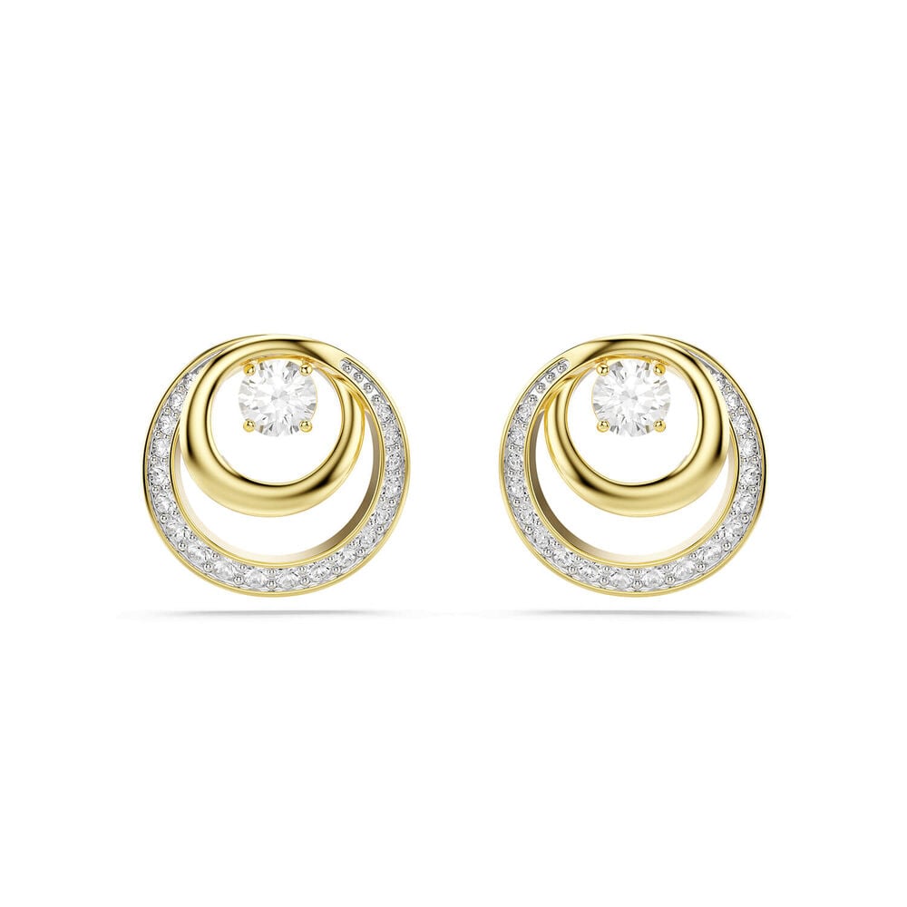 Swarovski Hyperbola Crystals & Cubic Zirconia 18ct Yellow Gold Finished Stud Earrings