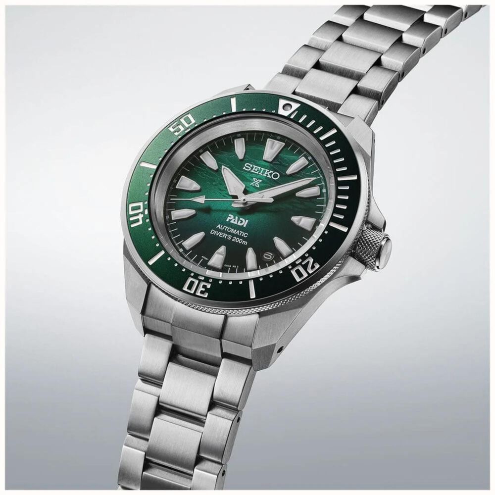 Seiko Prospex PADI 60th Anniversary 41.7mm Green Dial Stainless Steel Bracelet Diver Watch
