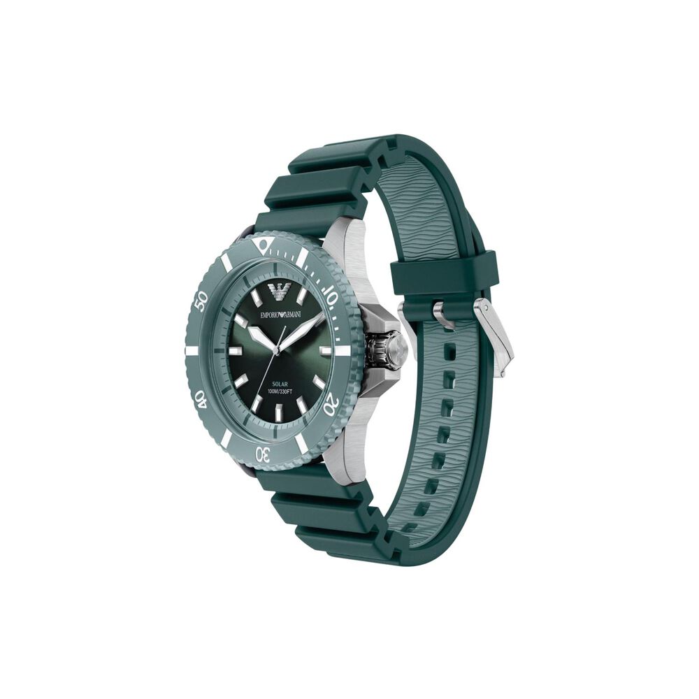Emporio Armani World Explorer 42mm Green Dial Green Silicon Strap Watch