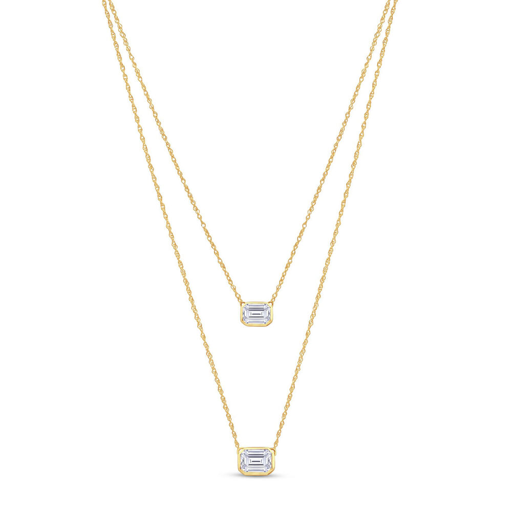 Born Contour 9ct Yellow Gold 0.40ct Emerald Lab Grown Diamond Double Necklet