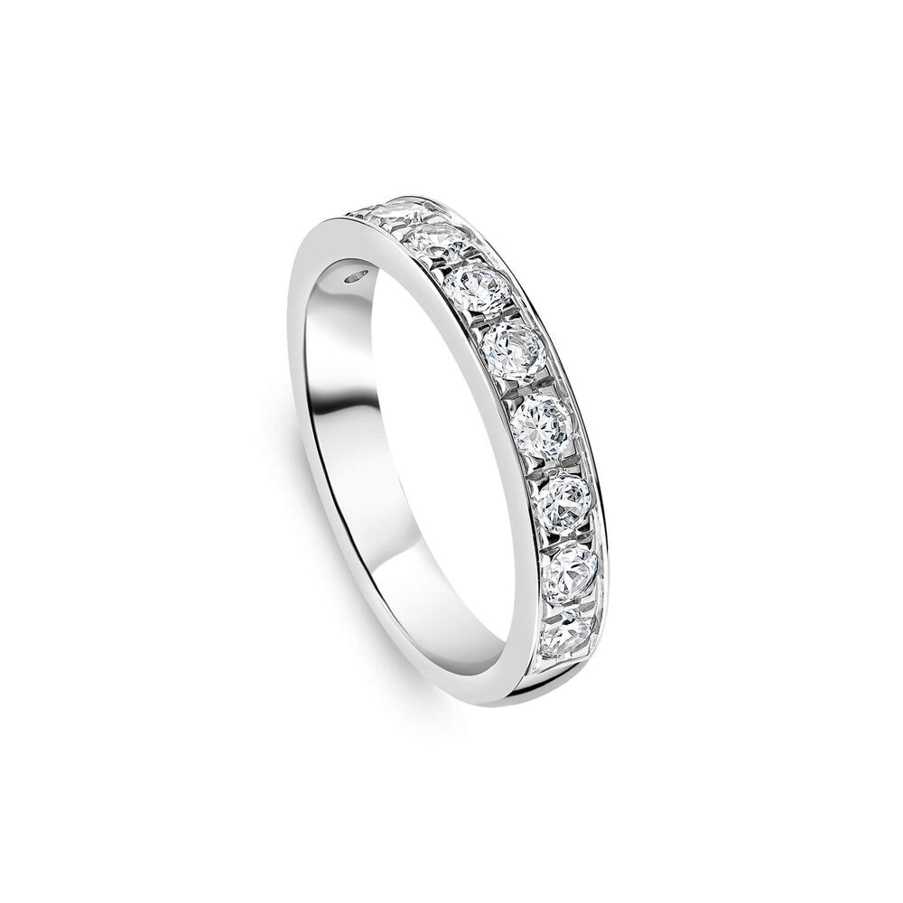 Platinum 3.5mm 0.67ct Diamond Pave Set Wedding Ring