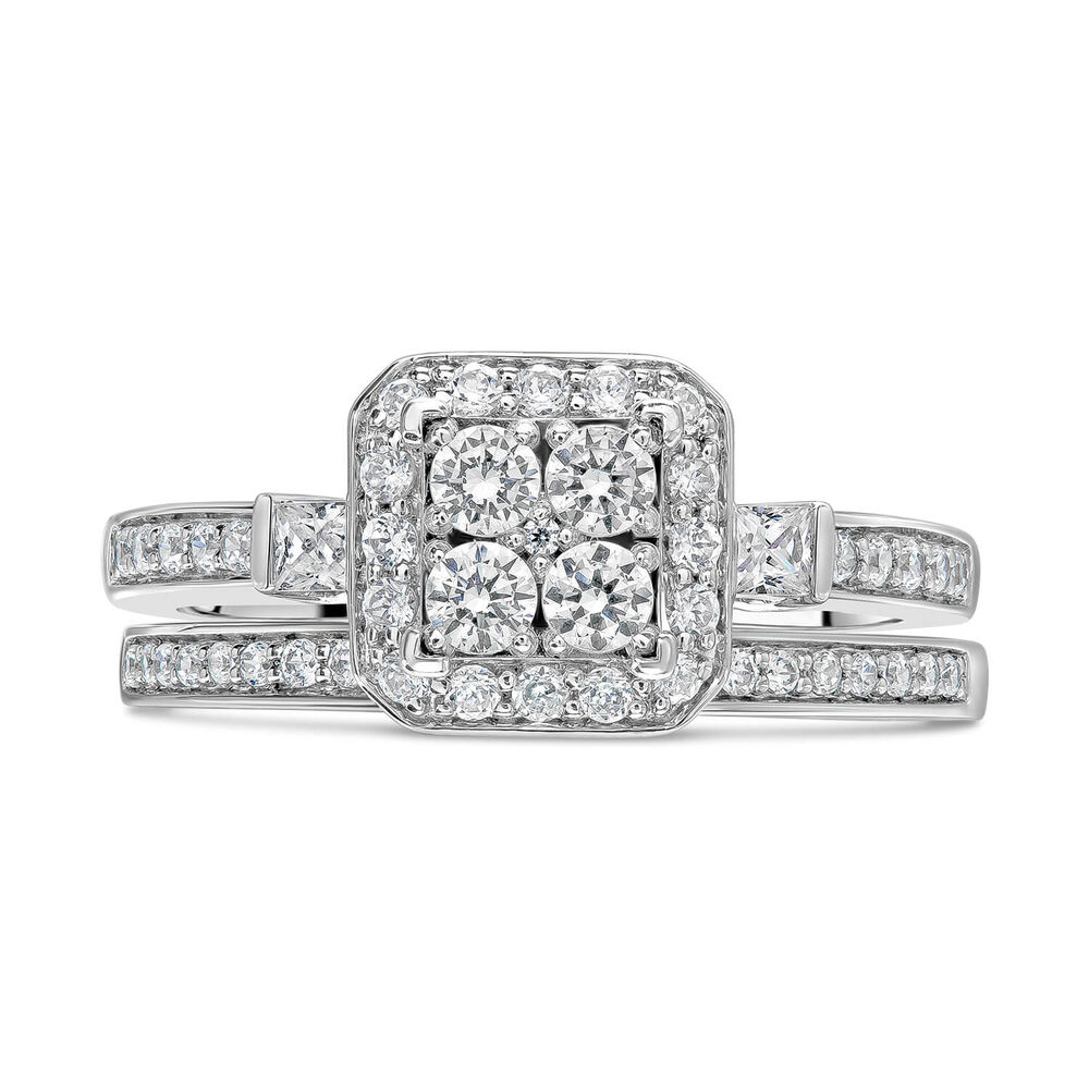 Ladies 9ct White Gold Diamond Quad Bridal Set .75ct image number 1