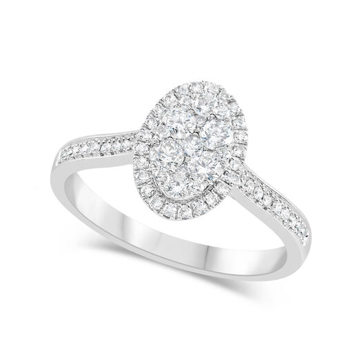 18ct White Gold 0.50ct Diamond Oval & Shoulders Ring