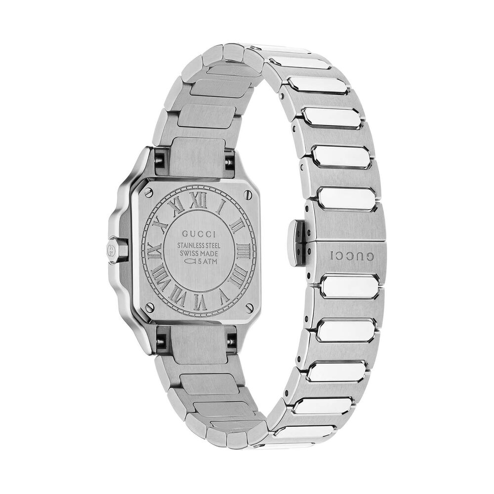 Gucci G-Flat 24mm Pink Dial Diamond Dots Stainless Steel Bracelet Watch image number 1