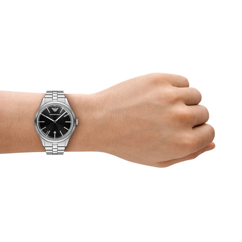 Emporio Armani 41mm Black Dial Stainless Steel Bracelet Watch image number 4
