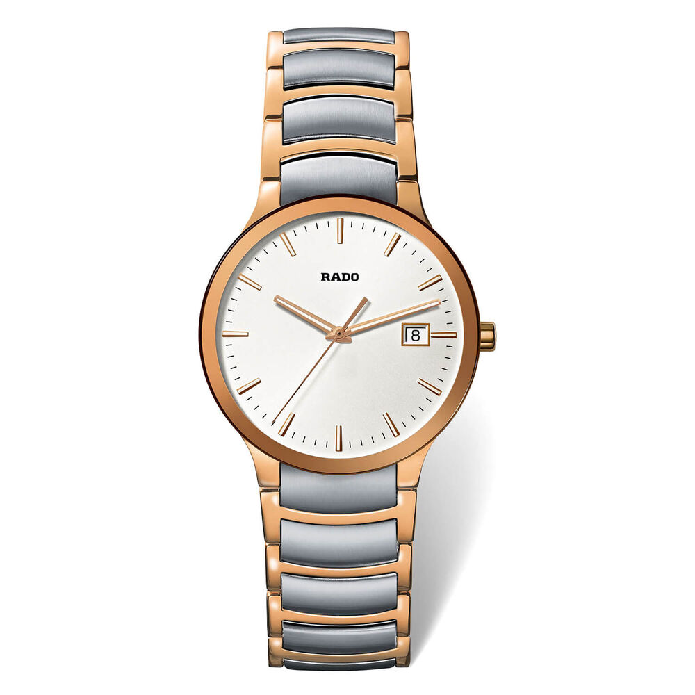 Rado Centrix Mens Rose Gold-Tone And Stainless Steel Bracelet Watch