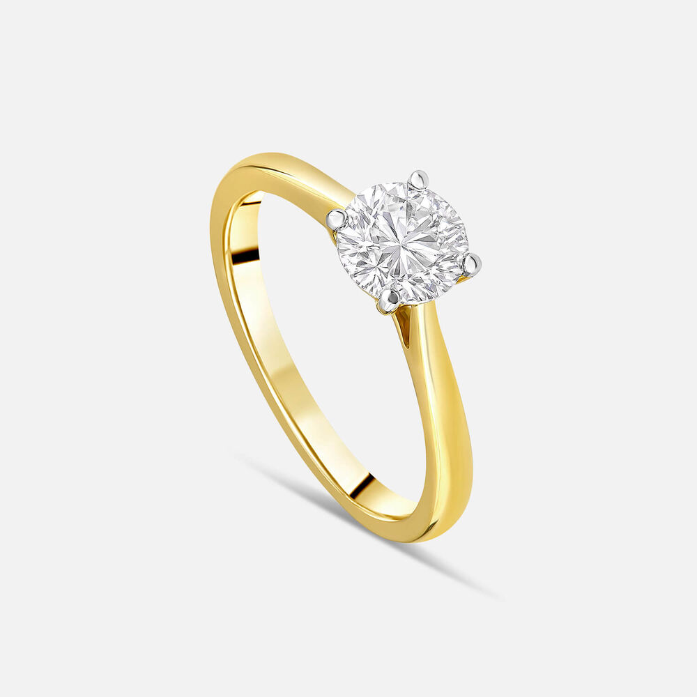 18ct Yellow Gold 1.00ct Round Brilliant Diamond Four Claw Solitaire Ring