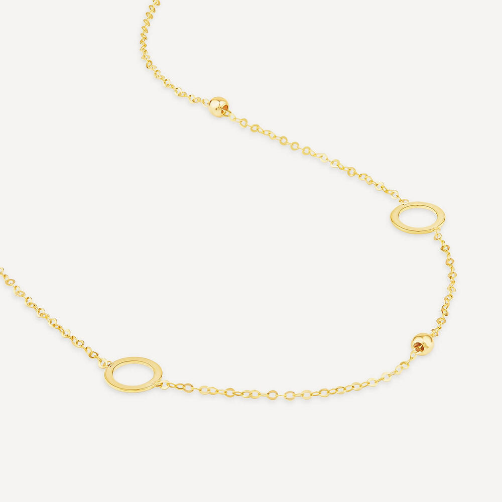 9ct Yellow Gold Circle & Bead 18inch Necklet image number 3