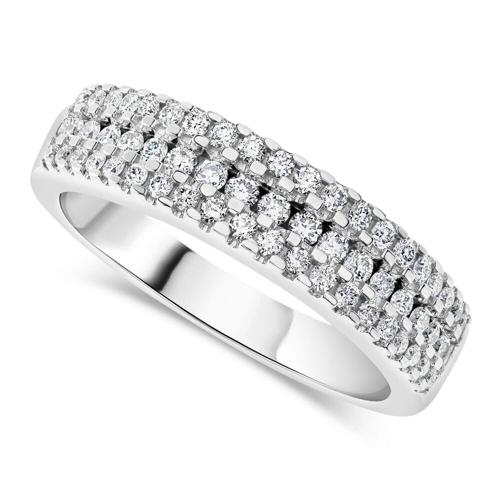 18ct White Gold 0.33ct Diamond Three Row Eternity Ring image number 0