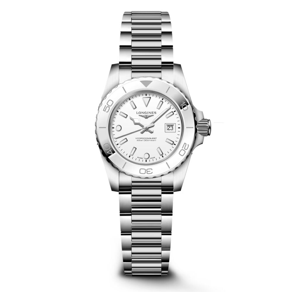 Longines HydroConquest 30mm White Dial Steel Bracelet Watch