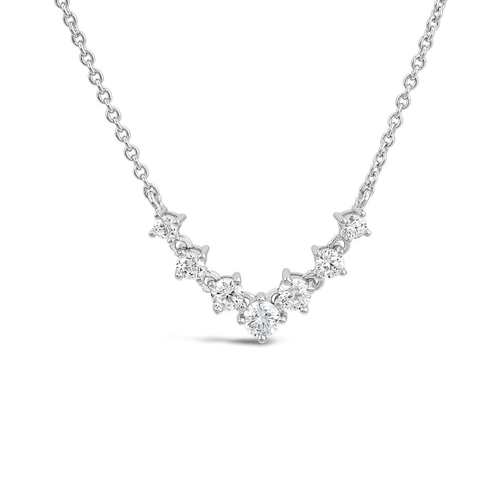 Sterling Silver Cubic Zirconia V-Graduated Hammock Necklet image number 0