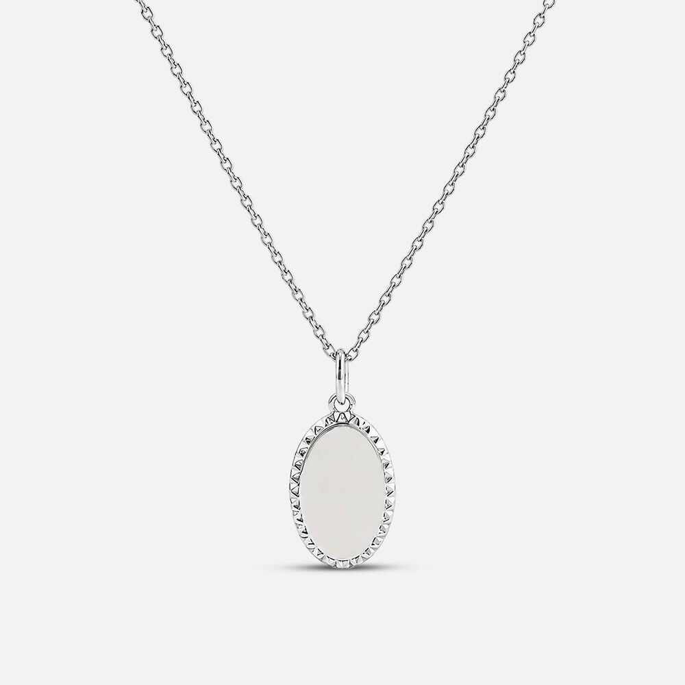 Sterling Silver Oval Diamond Cut Edge Disc Pendant
