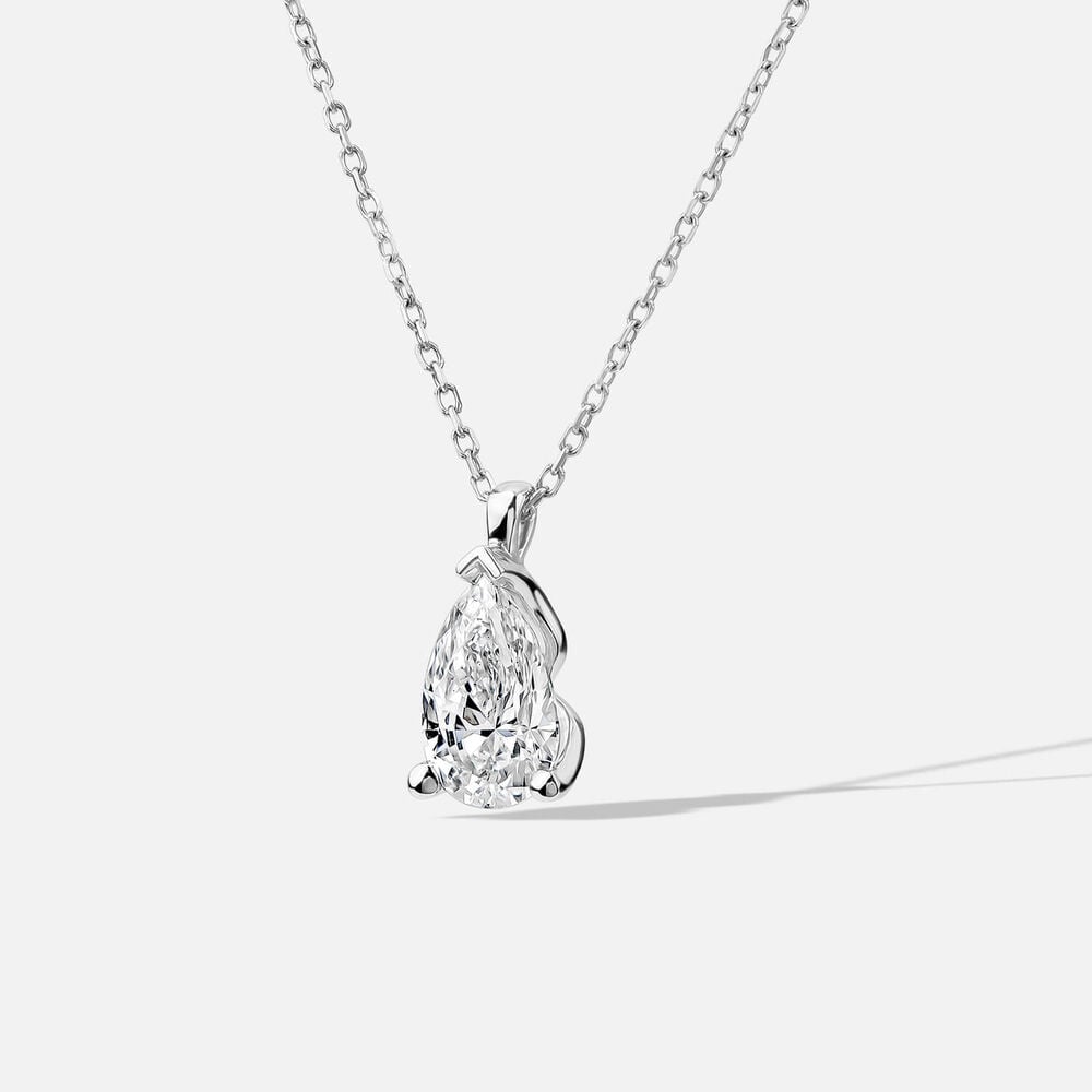 Born 9ct White Gold 1.00ct Lab Grown Pear Diamond Pendant