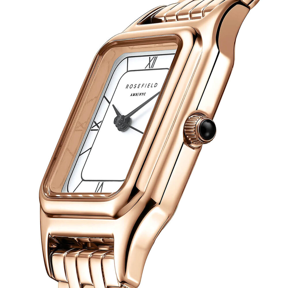 Rosefield Ivy 21x26mm White Dial Rose Gold Tone Stainless Steel Bracelet Watch