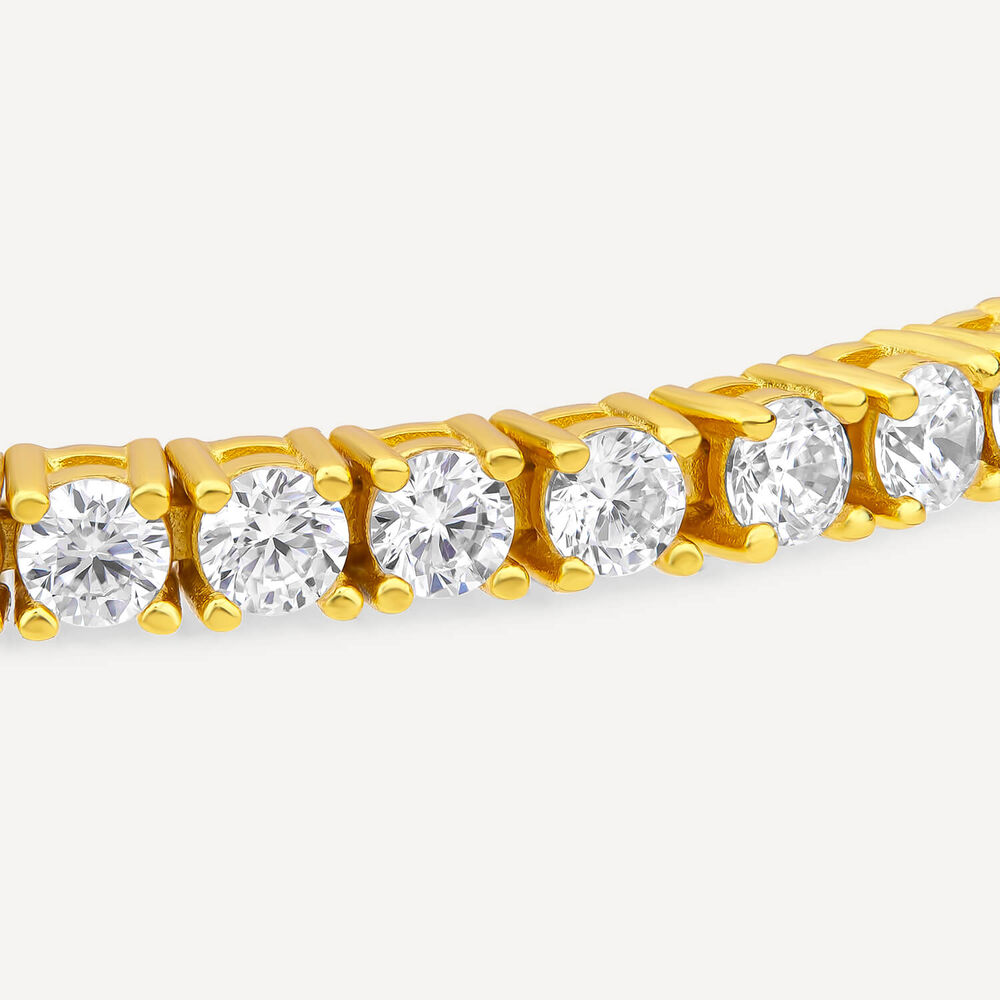 Sterling Silver Yellow Gold Plated Cubic Zirconia Tennis Bracelet
