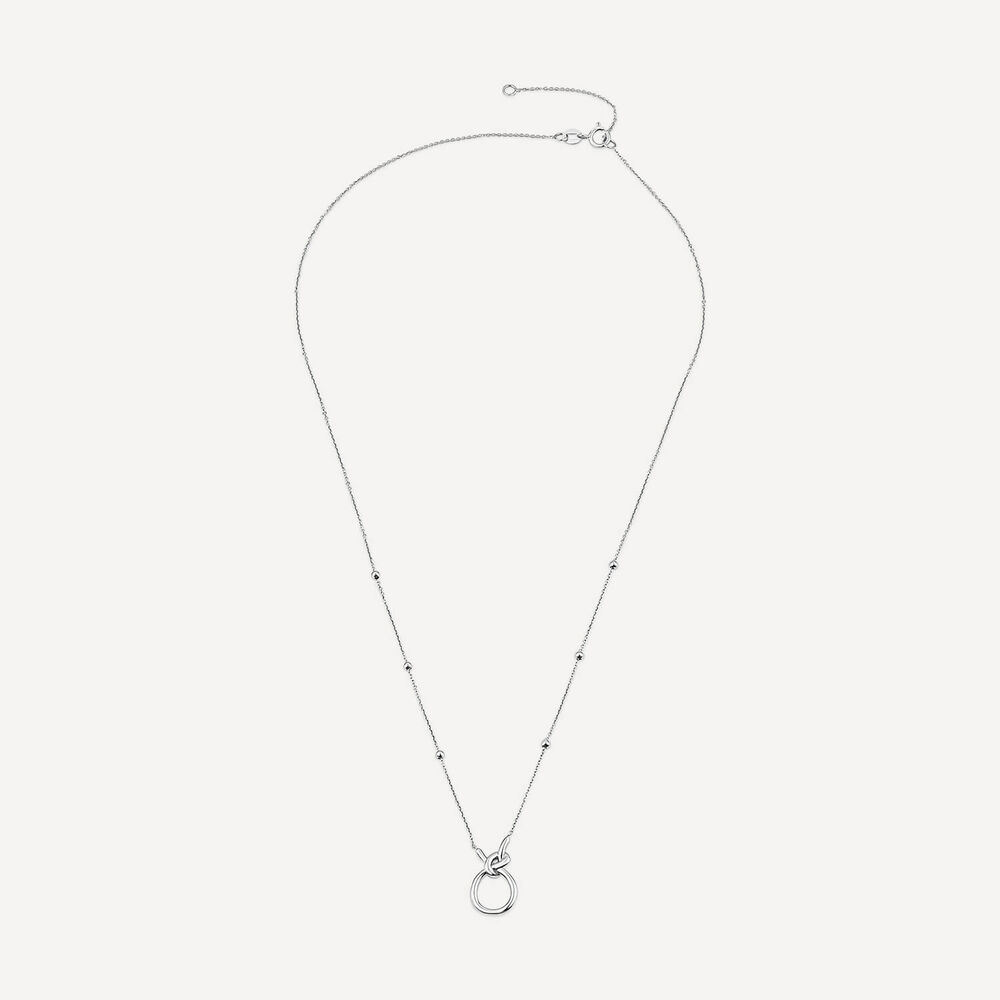 9ct White Gold Open Knot Bead Chain Necklet image number 2