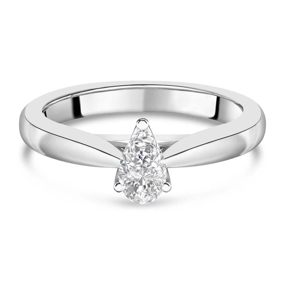 18ct White Gold 0.40ct Pear Diamond Orchid Setting Ring image number 3