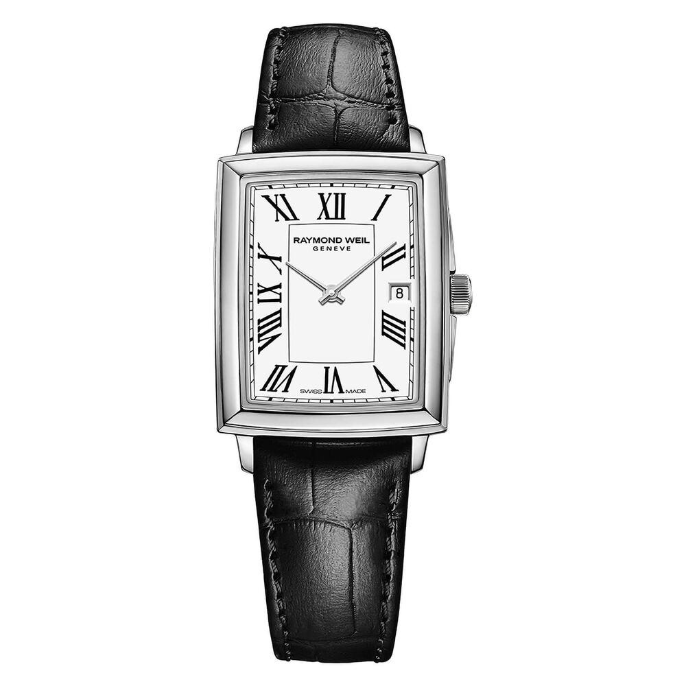 Raymond Weil Toccata Quartz White Dial Black Roman Numerals Steel Case Black Leather Strap Watch