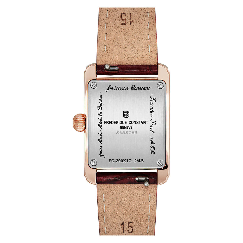 Pre-Owned Frederique Constant Classics Carree Square Silver Dial Red Leather Strap Watch image number 1