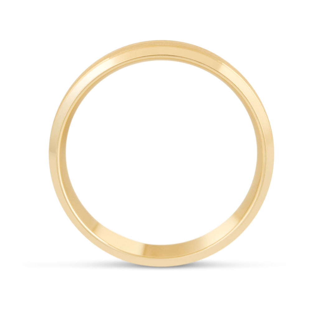 9ct Gold Satin and Ribbed Edge Gents 6mm Wedding Ring image number 2