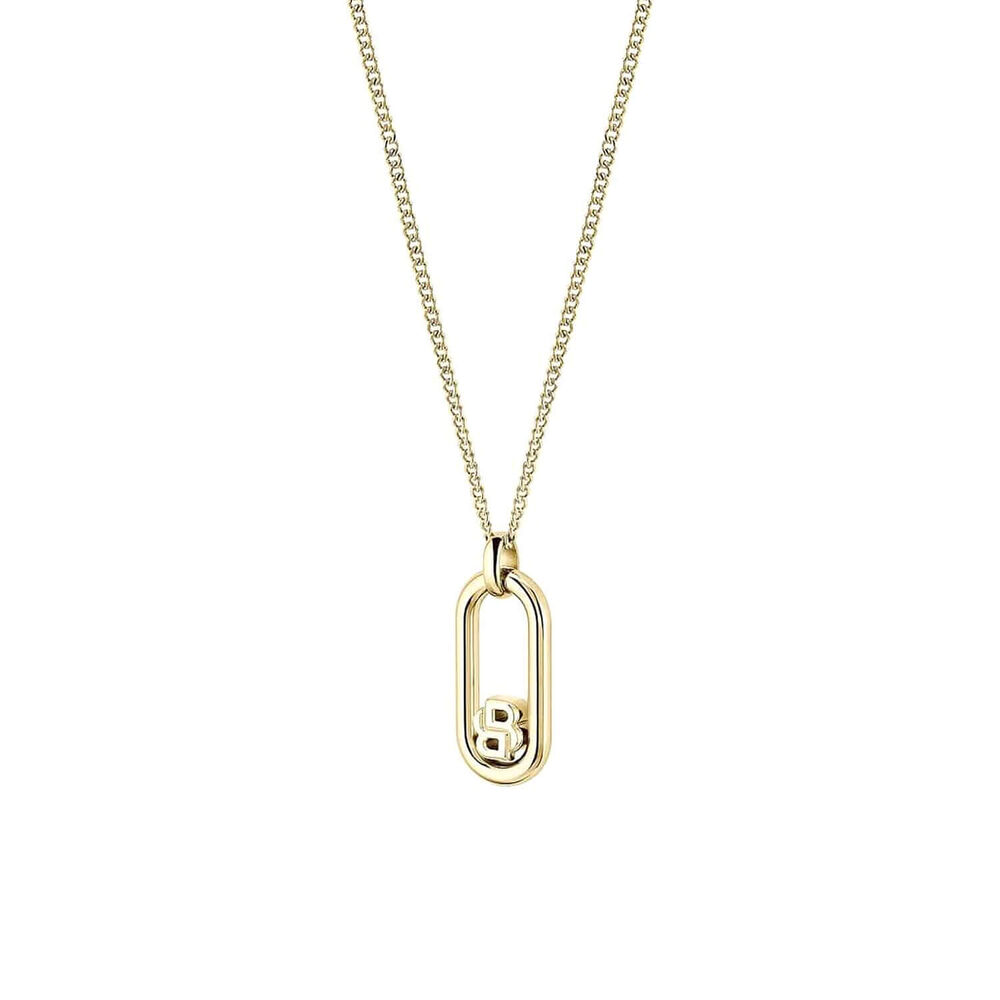 BOSS Gold Tone Double B Monogram Pendant Chain Necklace image number 0