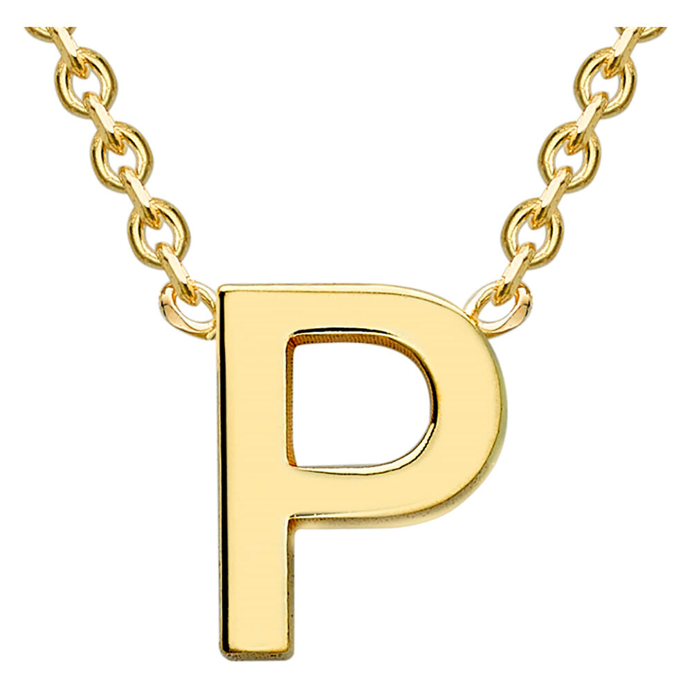 9 Carat Yellow Gold Petite Initial P Necklet (Special Order)