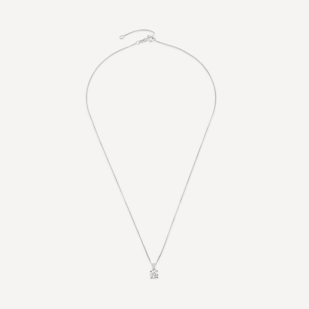 9ct White Gold Round Cubic Zirconia Top Pendant image number 2