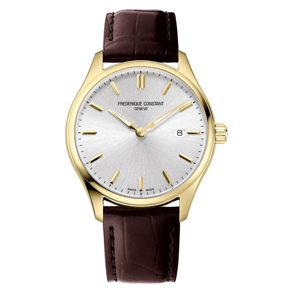 Frederique Constant Classics Index Quartz 40mm Silver Dial Brown Strap Watch image number 0