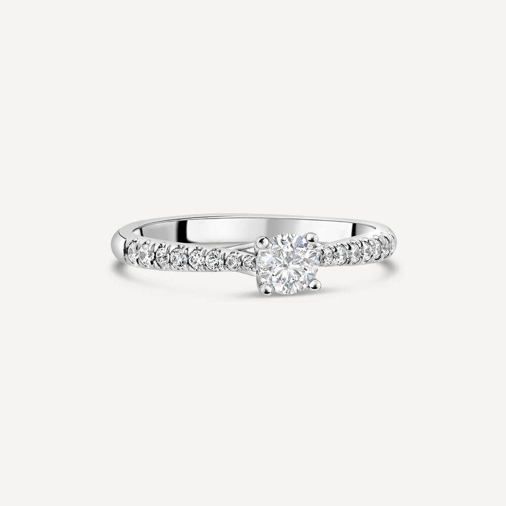 18ct White Gold Orchid Setting With 0.50 Carat Diamond Set Shoulders Ring image number 2