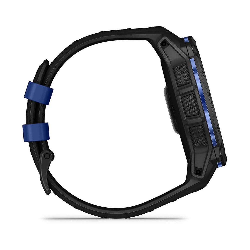 Garmin Instinct 3 50mm AMOLED Black Bezel Black & Bolt Blue Silicone Strap Watch image number 6