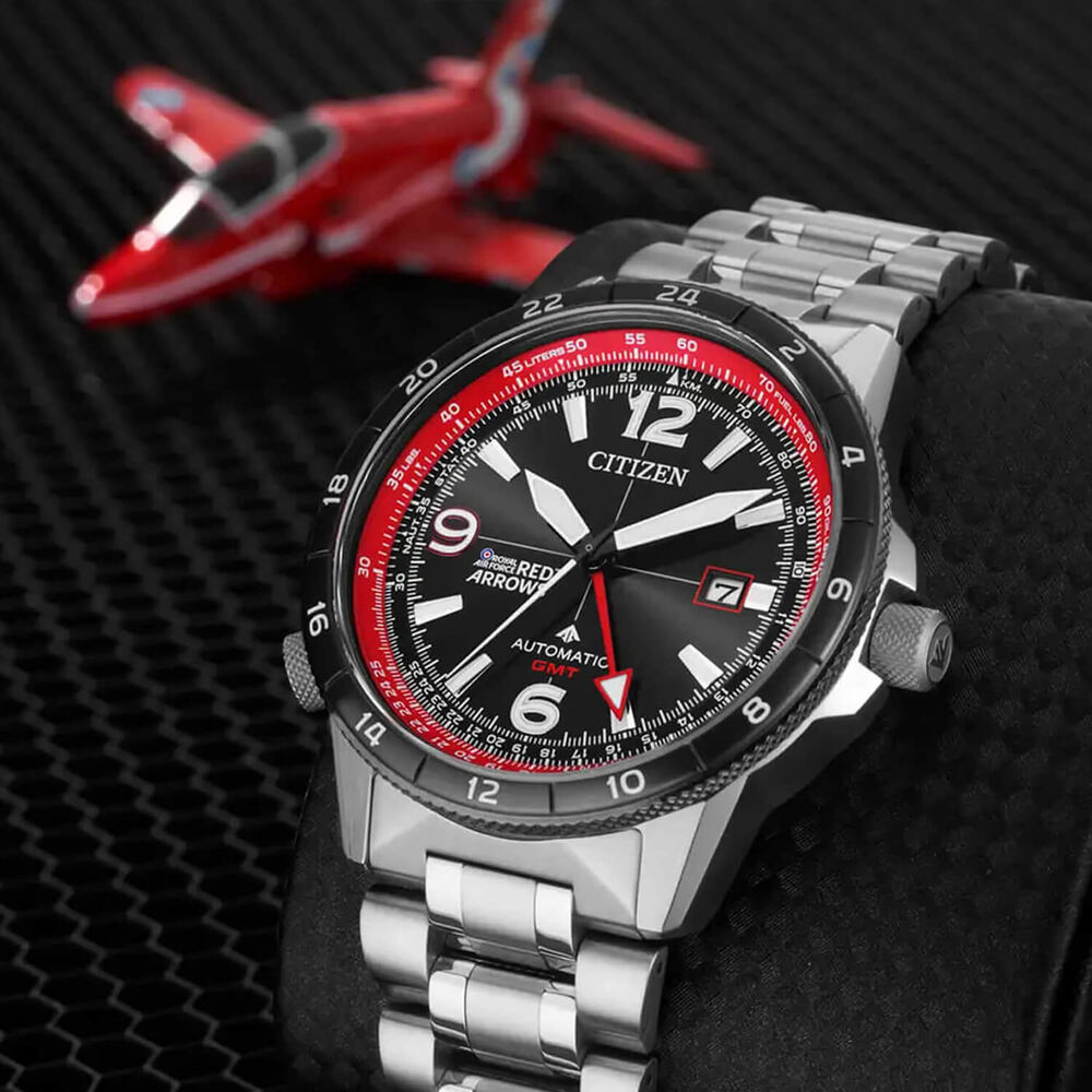 Citizen Promaster Red Arrows Limited Edition GMT 45mm Black Dial Steel Bracelet Watch image number 4