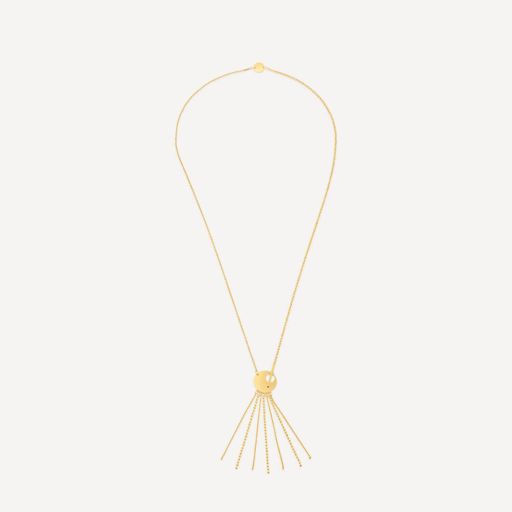 9ct Yellow Gold Disc T-Bar Hanging Chain Necklet image number 2