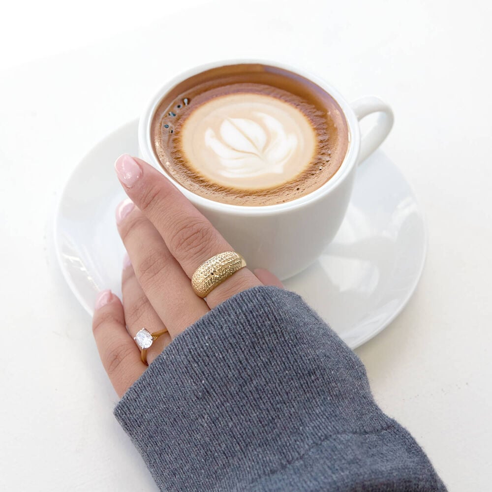 9ct Yellow Gold Diamond Cut Domed Band Ring image number 5