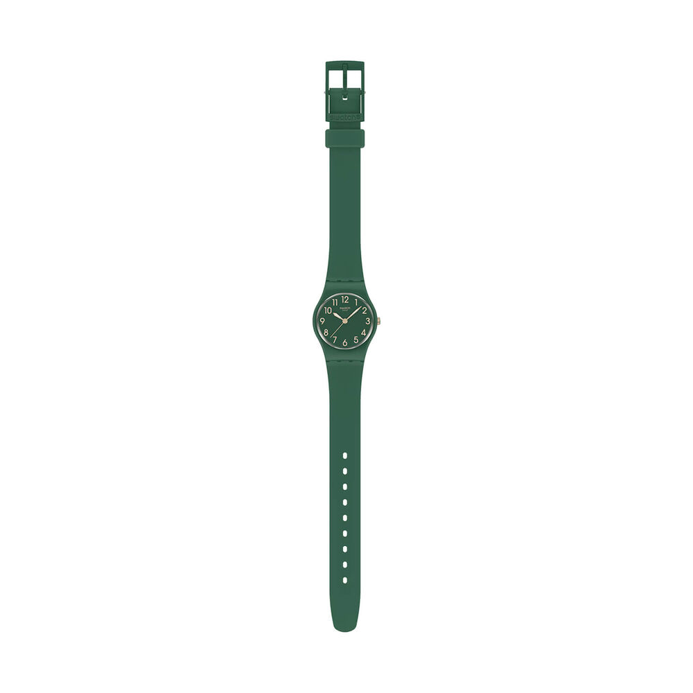 Swatch Notes Of Pecan 25mm Green Dial Silicone Strap Watch image number 2