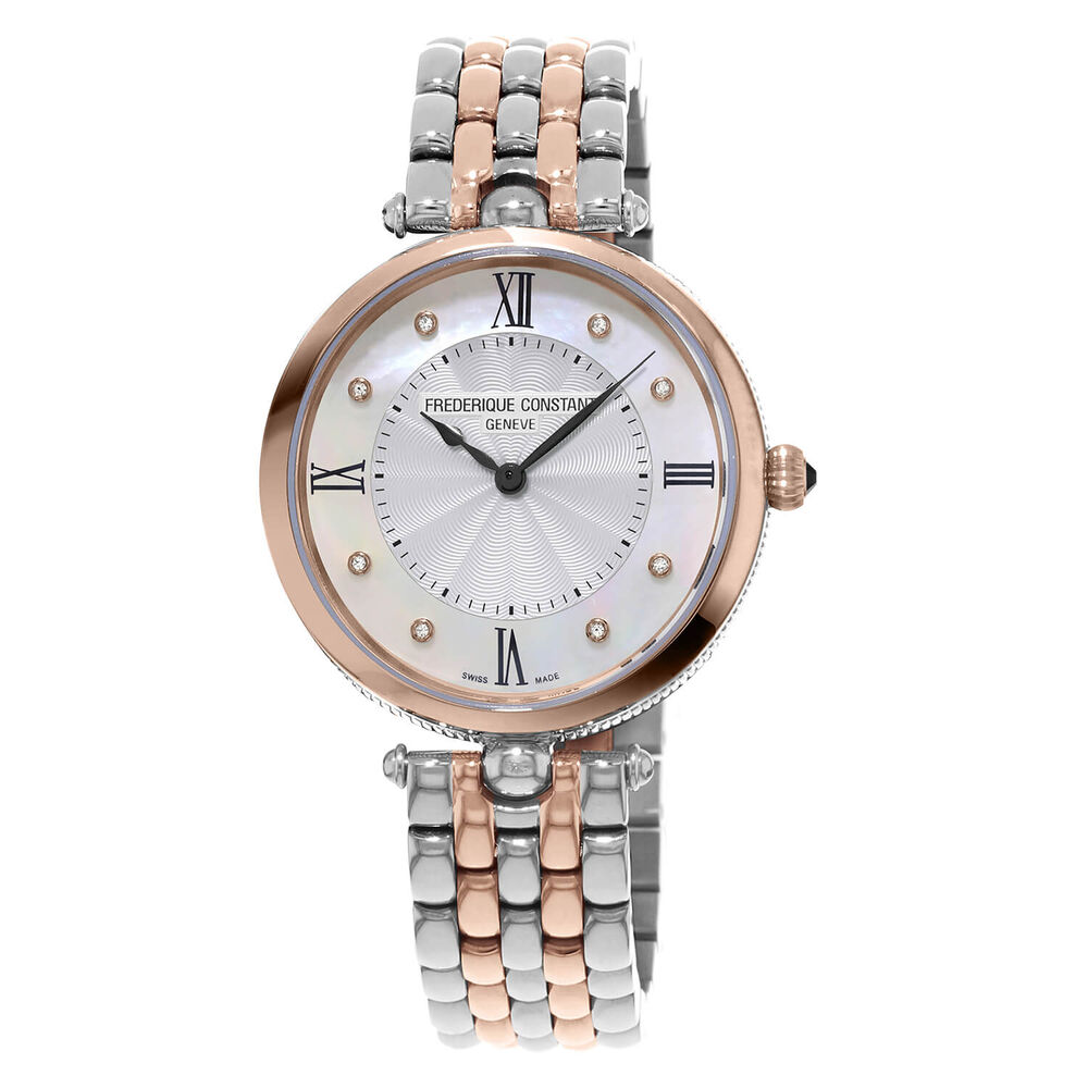 Frederique Constant Art Deco Mother Of Pearl Diamond Dial Bracelet Watch image number 2