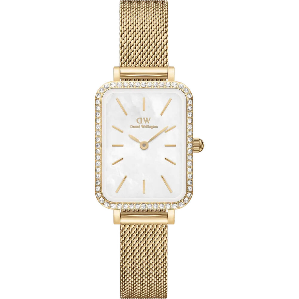 Daniel Wellington Quadro 20x26mm Mother of Pearl Dial Yellow Gold Bracelet Watch