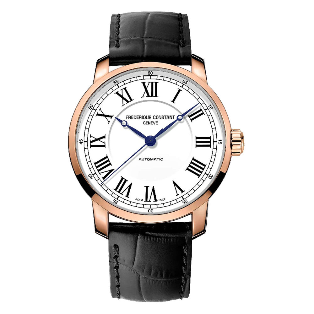 Frederique Constant Classic Automatic 39mm White Dial Rose Gold Case Brown Strap Watch image number 0
