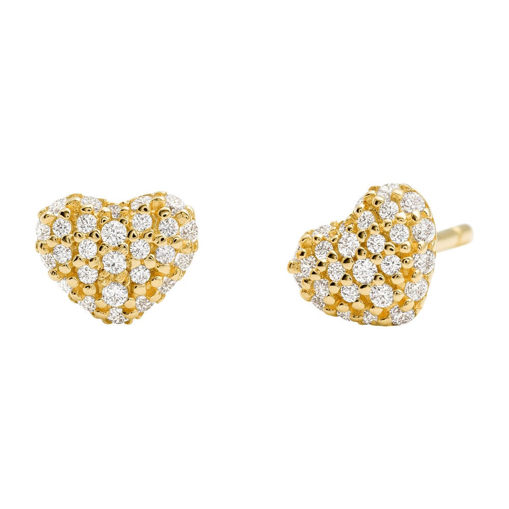 Michael Kors Yellow Gold Plated Cubic Zirconia Heart Stud Earrings