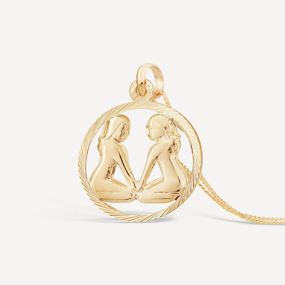 9ct Gemini Zodiac Pendant (Special Order) (Chain Included)