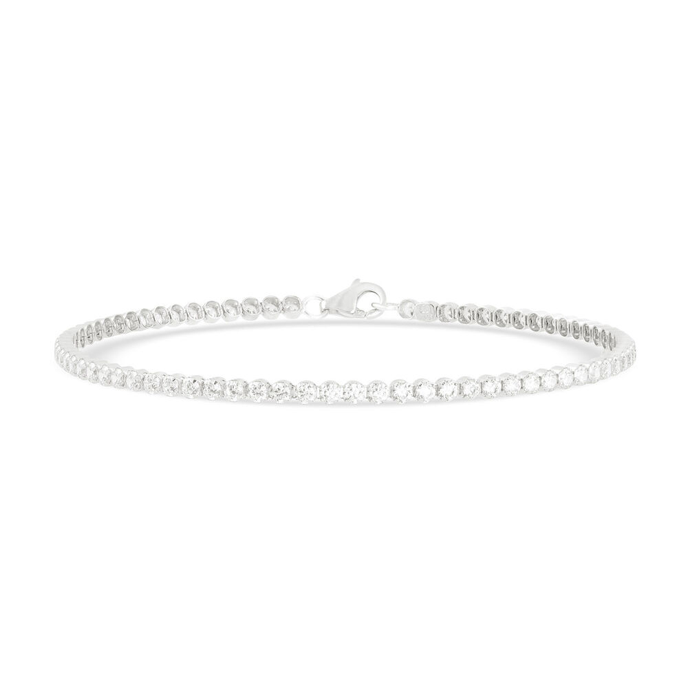 Sterling Silver Single Crystal Line Tennis Bracelet image number 0