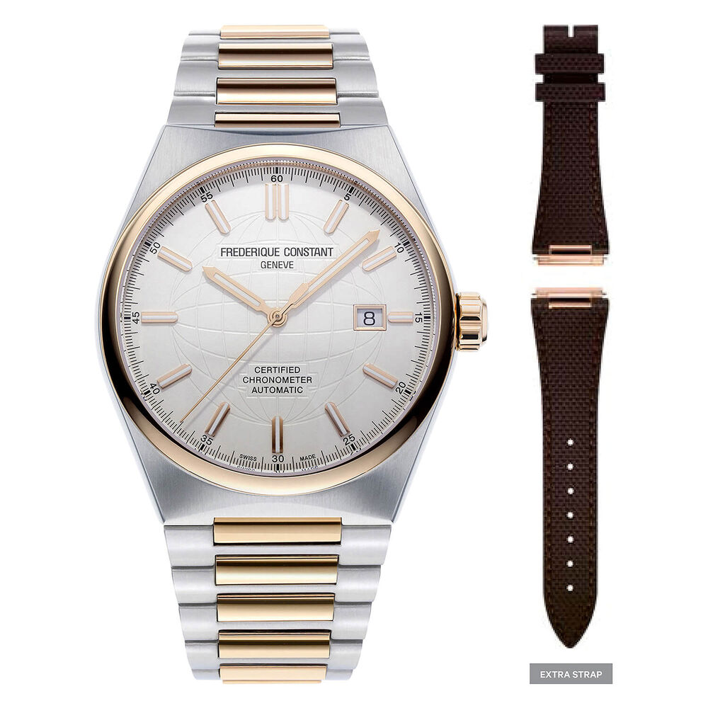 Frederique Constant Highlife COSC Automatic Silver Dial Steel With Rose Gold Case Bracelet Watch image number 3