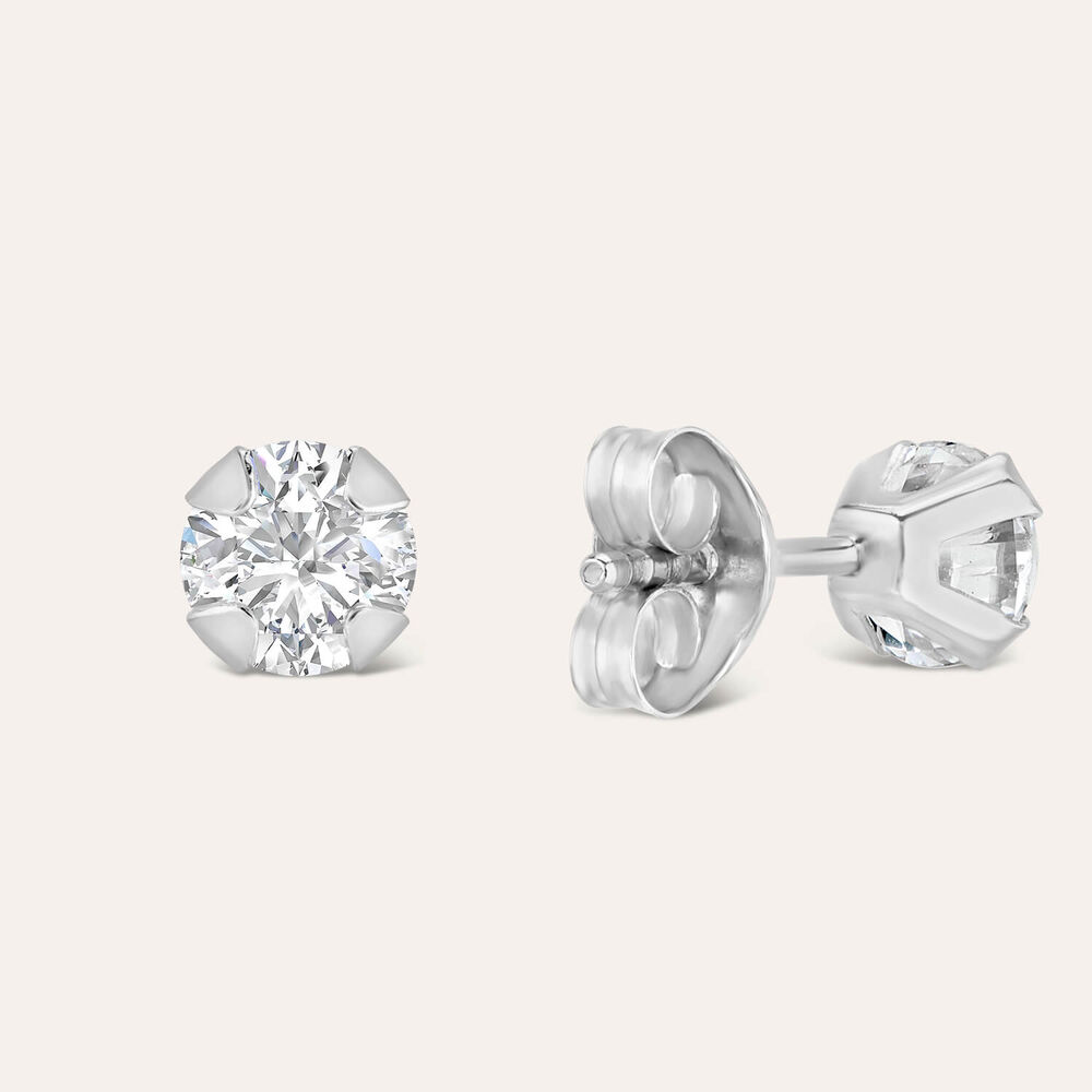 9ct White Gold 4mm Four Claw Cubic Zirconia Stud Earrings