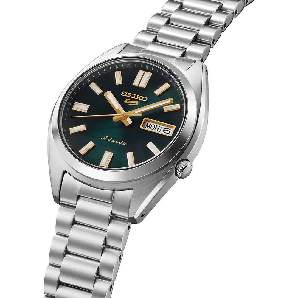Seiko 5 Sports SNXS 37mm Green Dial Stainless Steel Bracelet Watch