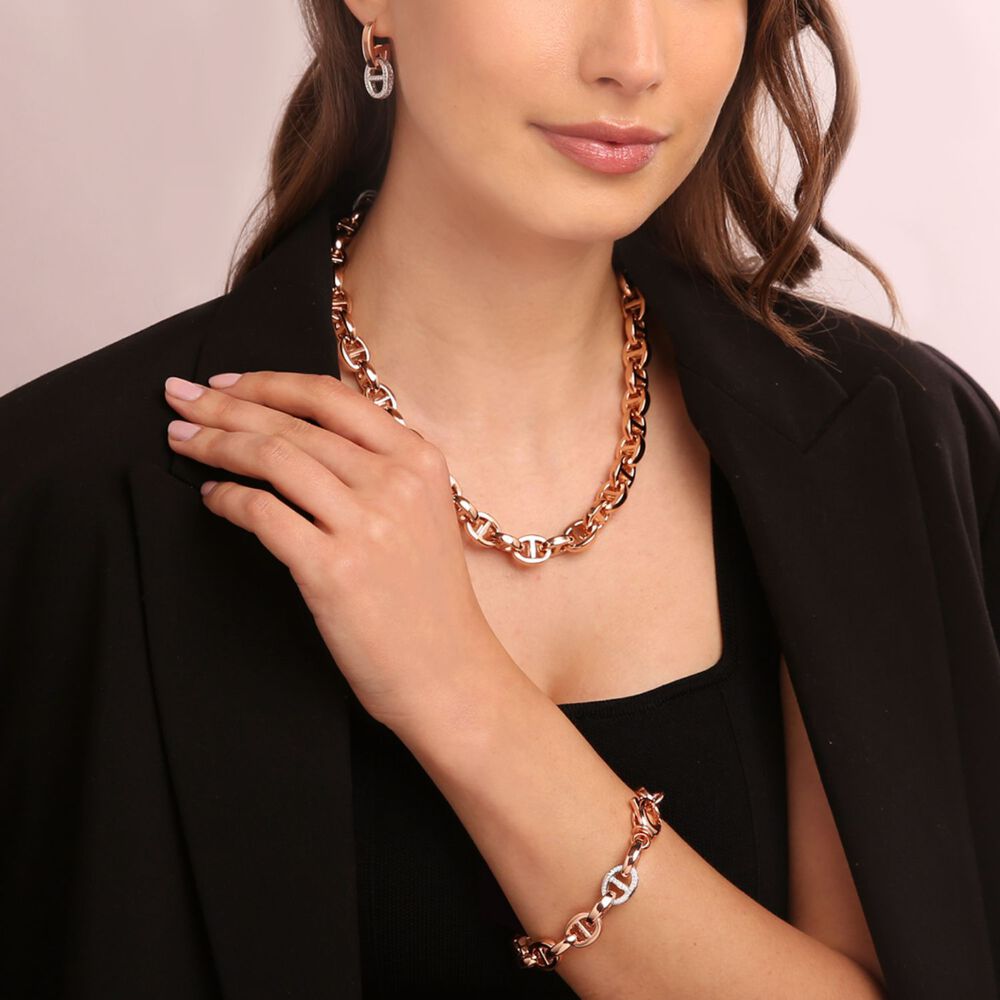Bronzallure Altissima Collection Anchor Link Cubic Zirconia Ladies Necklet image number 2